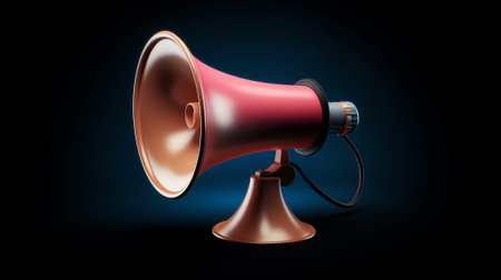 A bullhorn or Megaphone trumpeting a product's or comapny's brand to build reputation, identity, creの素材
