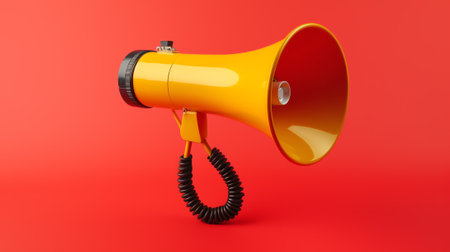 A bullhorn or Megaphone trumpeting a product's or comapny's brand to build reputation, identity, creの素材