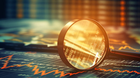 Investment Check - Loupe On Asset Allocation Chart, Focus On Textの素材