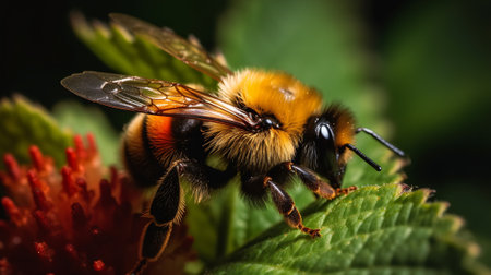A buff-tailed bumblebee (Bombus terrestris) feeding on blackthorn blossom (Prunus spinosa) in the Beの素材