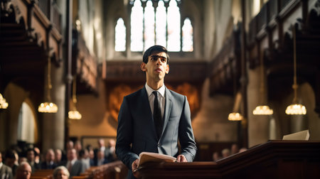 London, United Kingdom-March 11, 2020: Rishi Sunak, Chancellor of the Exchequer, leaves No.11 Downinの素材