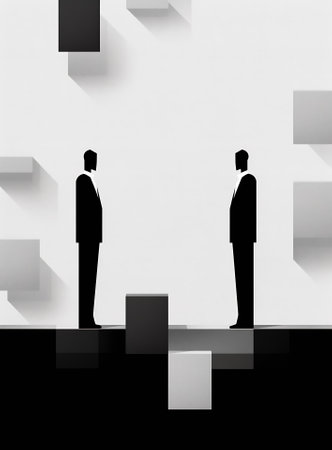 Business communication breakdown. Symbol of misunderstanding, negotiation problems, miscommunicationの素材