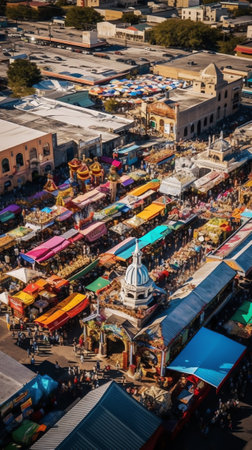 December 10, 2017: Elevated view of street market, El Alto, La Paz, Bolivia, South Americaの素材