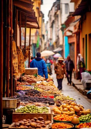 December 10, 2017: Elevated view of street market, El Alto, La Paz, Bolivia, South Americaの素材