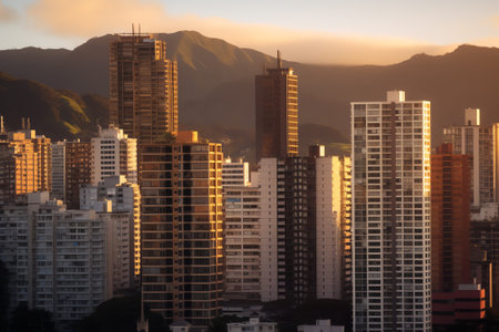 Contemporary district of San Francisco city with modern high rise buildings and skyscrapers againstの素材