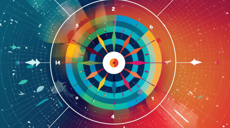 A matrix showing choices for ethical and profitable decisions, with an arrow in a target on the quadの素材