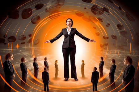 business women touch social business consulting conceptの素材