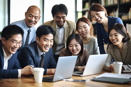 Team of business people in a meeting to analyze business growth plans for future new business expansの素材