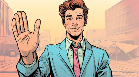 A business man with an open hand ready to seal a dealの素材