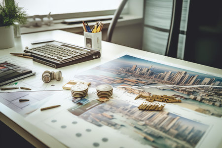 Investors are planning a real estate business and reviewing sales and statistics of real estate saleの素材