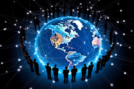 International Network Connections and Communication Concept as a Group of Business People around the Worldの素材