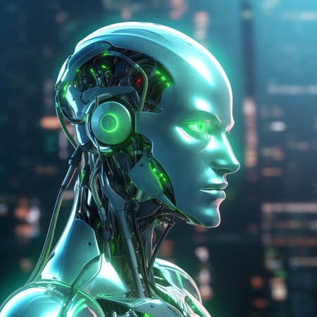 3D rendering artificial intelligence AI research of robot and cyborg development for future of peoplの素材