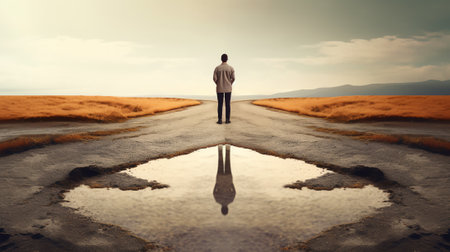 Business decision making, career path, work direction or choose the right way to success concept, coの素材