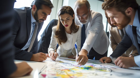 Business Corporate team brainstorming with chart and checking and analysisの素材