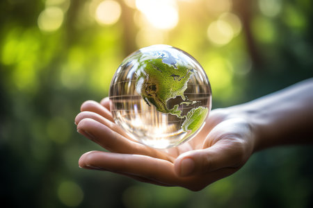 Businessmen holding world to Organization Sustainable development environmental. Sustainable businesの素材