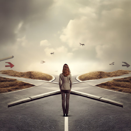 Business decision making, career plan, work direction or choose the right one for success concept, cの素材