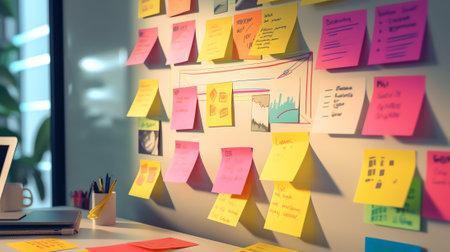 Sticky notes in brainstorming sessionの素材