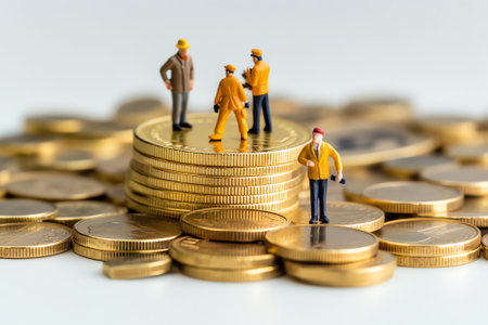 Scale with wealth and cash money on a plate and people, world, environment on the other; balancing bの素材