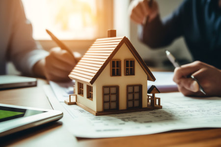 Investors are planning a real estate business and reviewing sales and statistics of real estate saleの素材