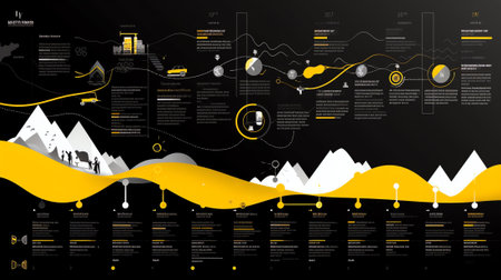 Timeline infographic company roadmap with pin and business expansion. Vector illustration.の素材