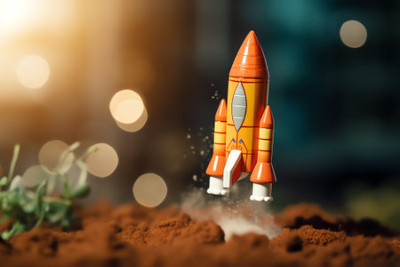 Business Development concept on background with rocket. Project Business Development concepts for weの素材