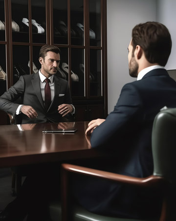 A businessman explaining to a customerの素材