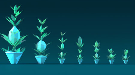 Digital evolution or seedling growth in futuristic polygonal style. The concept of business and incoの素材