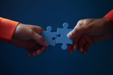 Merger and Acquisitions, partnership or work together, success puzzle, growth solution or cooperatioの素材
