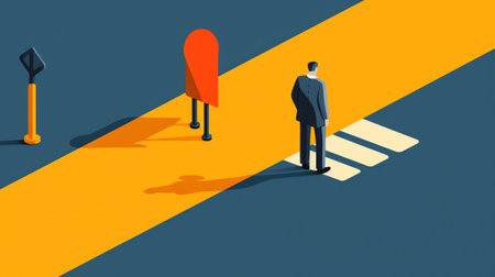 Business decision making, career path, work direction or choose the right way to success concept, coの素材