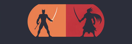 Shoulder devil and angel. Vector flat illustrationの素材