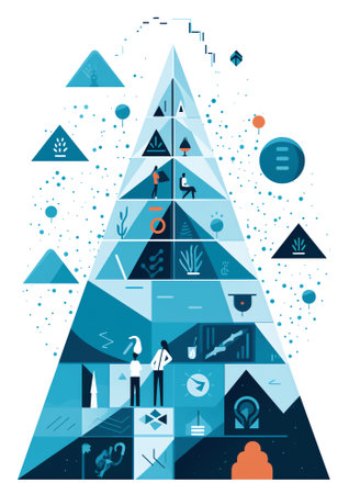 Business Intelligence concept using pyramid design. Data processing steps: sources, ETL - Datawarehoの素材