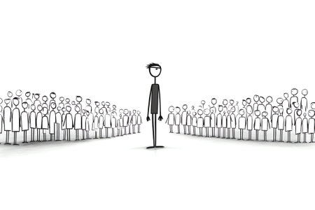 leadership concept male hand drawing group of people and leaderの素材