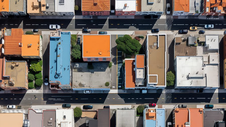 Aerial view looking straight down on to Los Angeles' city streets.の素材