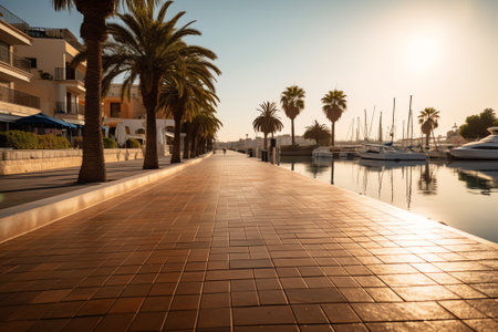 Empty street at the sea.の素材