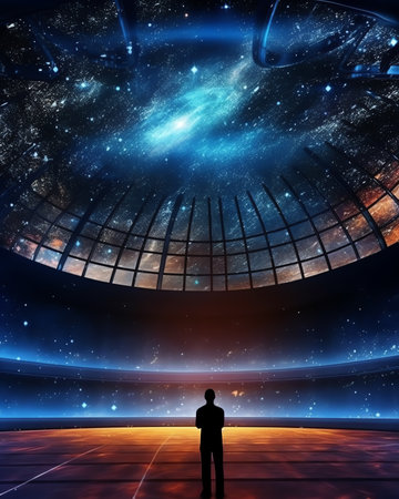 A breathtaking star projection at the planetariumの素材