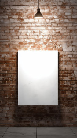 Blank white poster on the wall with lamps, mock upの素材