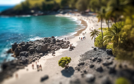 beach in sunset time, tilt shift soft effectの素材
