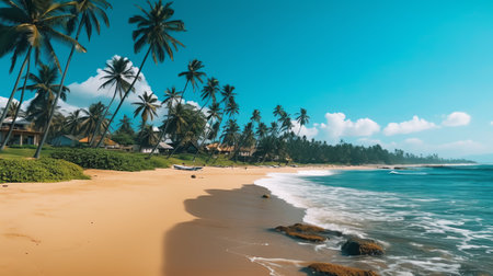 The empty beach in the quiet coastal town Tangalle in Sri Lankaの素材
