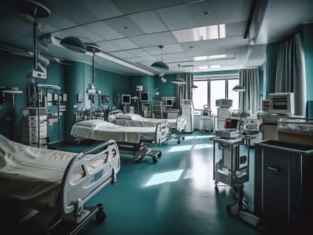 Shot of an empty hospital roomの素材