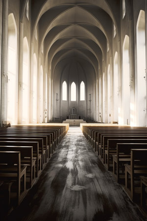 The aisle of a church in Rockwall, Texasの素材