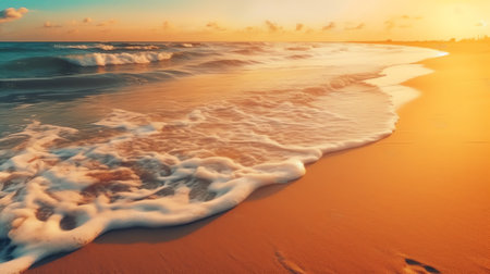 beautiful and empty beach sea at sunrise or sunset timeの素材