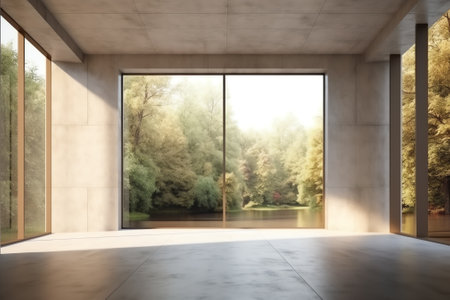 Modern loft style empty space interior 3d render,There are polished concrete floor ,wall and ceilingの素材