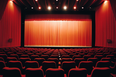 Movie Theater with blank screen / High contrast imageの素材