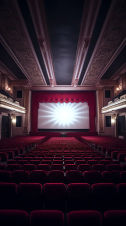 Empty cinema screen with audience. Ready for adding your picture. Screen has crisp borders. This shoの素材