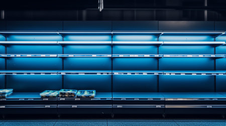 Streamwood, IL USA - 12-07-2020: Empty shelves in the holiday aisle at retail store as people preparの素材