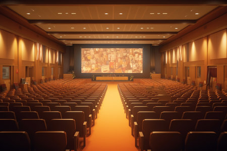 empty rows of seats in university auditorium lecture hall theaterの素材