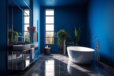 blue wall clear bathroom styleの素材