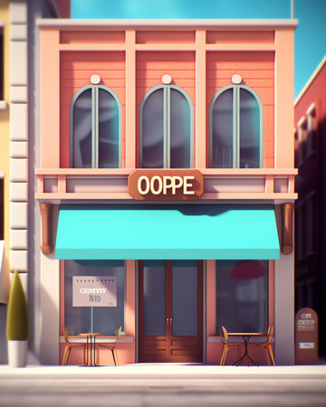 The exterior facade of a generic small businessの素材