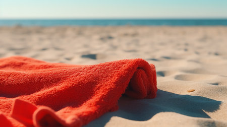 Towel on hot sand of free space for your decoration and landscape of seaの素材