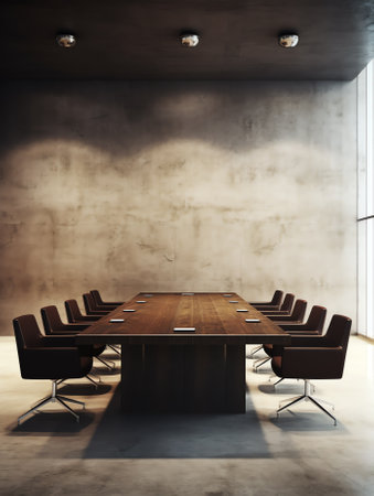 Conference room interior with a concret wall. 3d renderingの素材